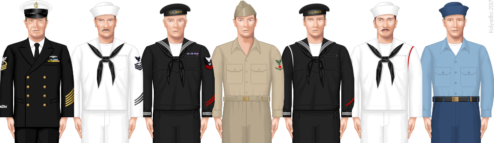 Chief Petty Officer, Petty Officer 1st Class, Petty Officer 2nd Class, Petty Officer 3rd Class, Seaman 1st class, Seaman 2nd class, Apprentice Seaman